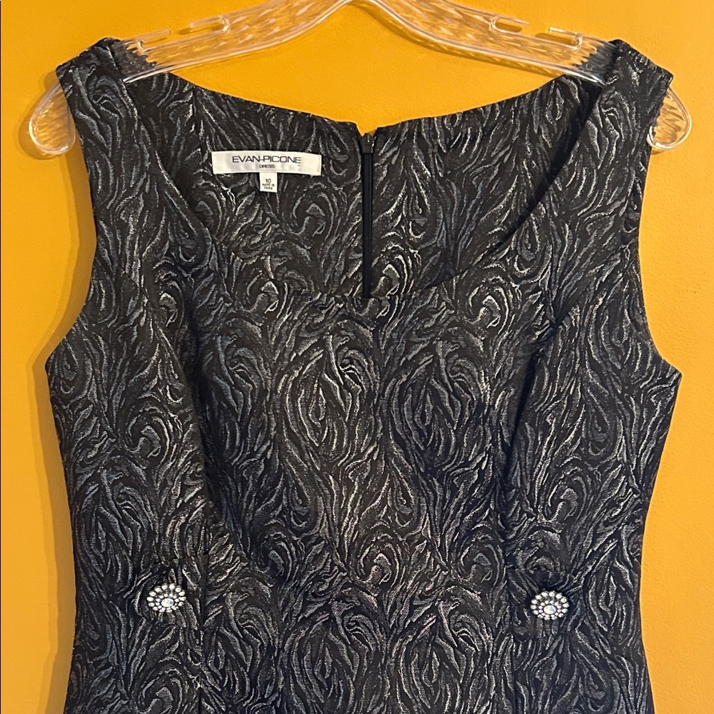 Evan Picone Black Dress with Silver Accents